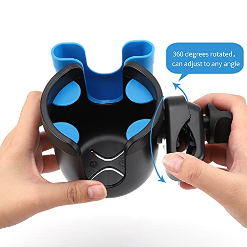 Accmor Wheelchair Cup Holder with Phone Holder, ﻿Universal 360° Rotatable Walker Cup Holder Rollator Scooter Accessory - color: Sky Blue