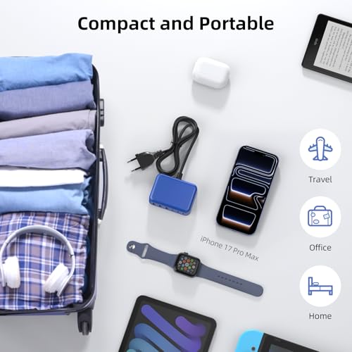 100W 6 in 1 USB Charger, 50% Smaller Charging Station for Multiple Devices - color: C-Blue