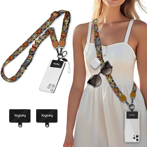 Icycay Phone Lanyard Crossbody Strap Neck Adjustable Teacher Women Boho - color: Boho Colorful