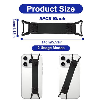 5 Pieces Hand Strap Holder for Phone, Universal High Elasticity Handle Grip, Security Finger Handle Bands Accessories for 5.2-6.9 Inch Smartphones（Black） - color: Black