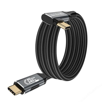240w 80gbps USB c Cable Compatible with Thunderbolt 5 Cable Right Angle 6.6ft, 90 Degree USB C Cable, 8K/16k 60Hz usbc Monitor Cable for Thunderbolt 4,USB c Video - size: 6.6 ft