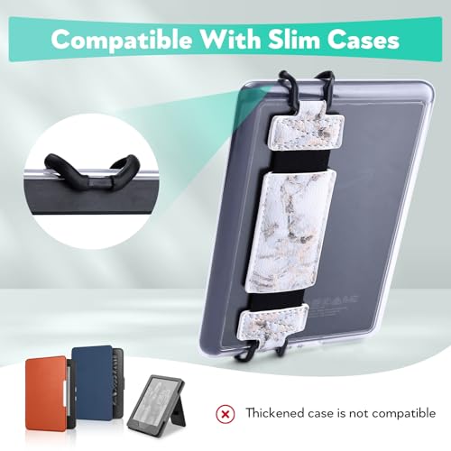 Secure Hand Strap for Kindle and Tablet - High Elasticity Finger Grip Holder Accessories for 6-8 Inches E-Book Tablet. - color: Gray Marble