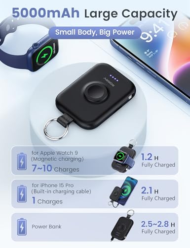 RORRY CharmGo Portable Charger, 5000mAh Portable Charger Power Bank - color: Black