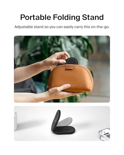 Belkin Qi2 15W Magnetic Wireless Charger, 2 in 1 Foldable, Non-Slip - color: Black