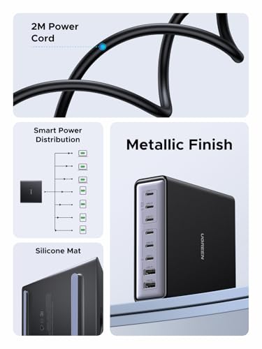 UGREEN Nexode 200W GaN USB C Charging Station, 8-Port Desktop Charger with PD 100W for MacBook Pro 16"/Air, Dell XPS, iPad Pro, iPhone 17/16/15, Galaxy S25/S24, Pixel 10/9 (Pack of 2) - size: 6 feet (Pack of 2)