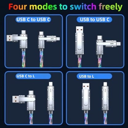 SWLIFL 4 in 1 USB to USB C Charging Cable 2 Pack 3.3ft Light up USB-C Cable - color: 4 Combinations RGB Starlights