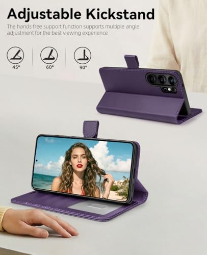 OCASE for Samsung Galaxy S26 Ultra Wallet Case, Card Holder, Dark Purple | RFID Blocking, Kickstand, Magnetic Closure, PU Leather Flip Folio, Shockproof TPU Shell, Protective Phone Cover (6.9") 2026 - color: Dark Purple, size: Samsung Galaxy S26 Ultra