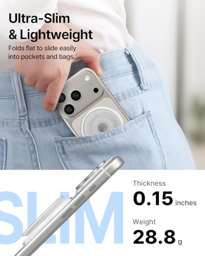 Sinjimoru Magnetic Phone Grip for MagSafe, Soft Silicone, Clear Glitter - color: Clear Glitter