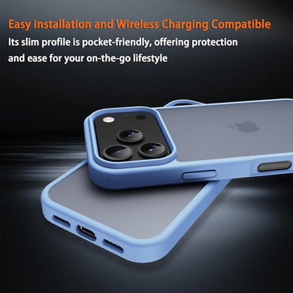 for iPhone 17 pro Case Translucent Matte Phone Cover, [10 FT Military Grade Drop Protection] Slim Durable Shockproof Protective Bumper (Light Blue, iPhone 17 pro) - color: Light Blue, size: iPhone 17 pro