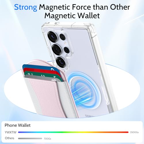 YWXTW 2026 Upgraded Magnetic Wallet for Samsung Galaxy S26/S25/S24 Series and iPhone 17/16/15/14/13/12 Models, 6 Cards Holder, Minimalist Slim Leather Magnet Wallet - color: Pink