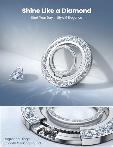Lamicall Magnetic Phone Ring for MagSafe, Super Magnet Glitter Silver Grip - color: Pretty Silver