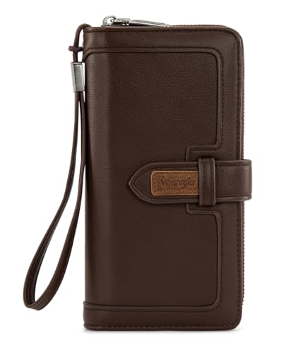 X Wrangler Women's Wallets Bifold Wristlet Wallets for Women Large Capacity Credit Card Wallet with ID Window - color: Coffee