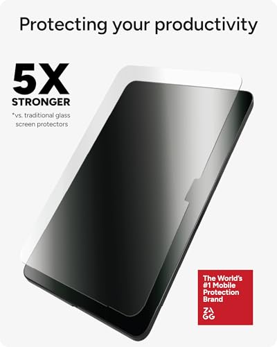 ZAGG Glass Elite Screen Protector for iPad 11-inch (A16) & iPad 10.9-inch (10th Gen) - 5X Stronger Tempered Glass, Smudge-Free, Easy Installation, Eco-Friendly with Recycled Glass - size: iPad 11-inch (A16), style: Glass Elite