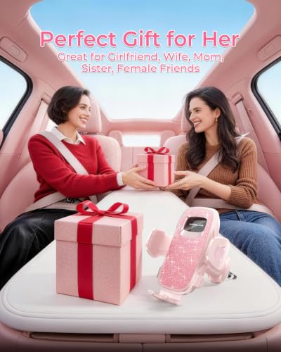 Phone Holders for Car with New Metal Hook Clip, Handy Air Vent Car Mount - color: Pink