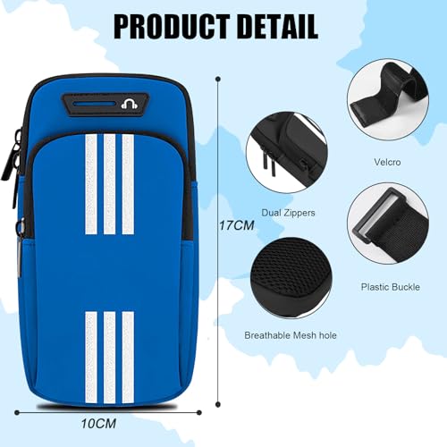 Armband Cell Phone Holder for Running Arm Band iPhone 17 16 15 14 13 12 11 Pro Max 16e Xs Xr X Plus Mini Samsung Galaxy Ultra Note Airpods Pouch Women Men Kids,Runner Gym Walking Arm Bag Blue - color: 06-Blue