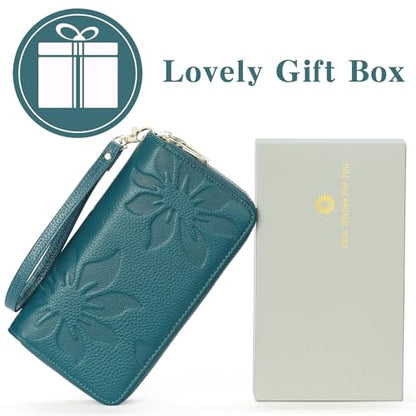 GOIACII Women's Wallet RFID Blocking Leather Wristlet - color: A02 Teal