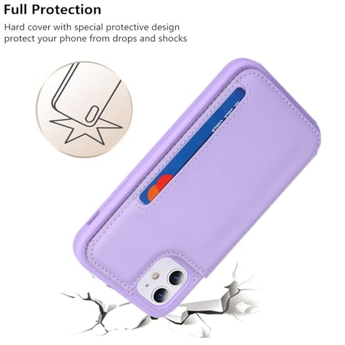 iCoverCase Compatible with iPhone 11 Case with Card Holder, Wallet Phone Case for Women Men RFID Blocking PU Leather Protective Case 6.1 Inch (Light Purple) - color: Light Purple