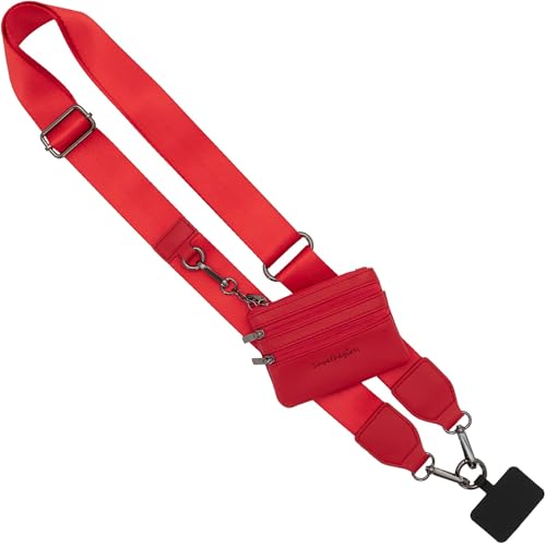 Save the Girls Clip & Go Phone Lanyard Crossbody Strap with Wallet, Red - color: Red Strap