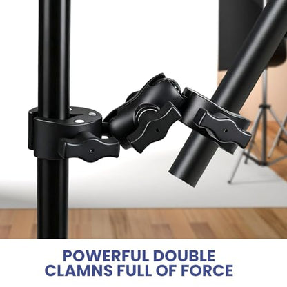 INNOLIFE Double Ball Head Camera Clamp - Adjustable Mounting Bracket with Pliers-Style Grips for Photo Studio Equipment, Light Stands, Reflectors, Monitors, and Golf Cart Crossbars（6inch）