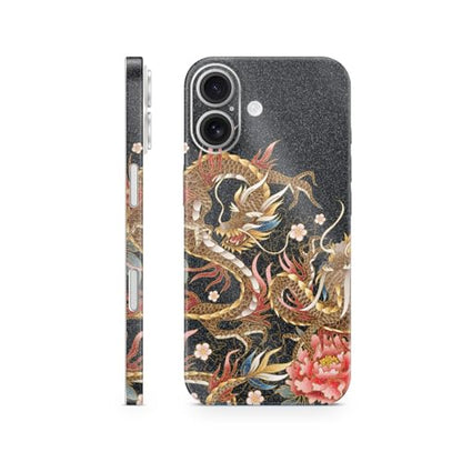 Glossy Glitter Phone Skin Compatible with Apple iPhone 17 - Stitch Dragons - Premium 3M Vinyl Protective Wrap Decal Cover - Easy to Apply | Crafted in The USA by MightySkins - color: Stitch Dragons, size: iPhone 17 (Full Wrap), style: Glossy Glitter Finis