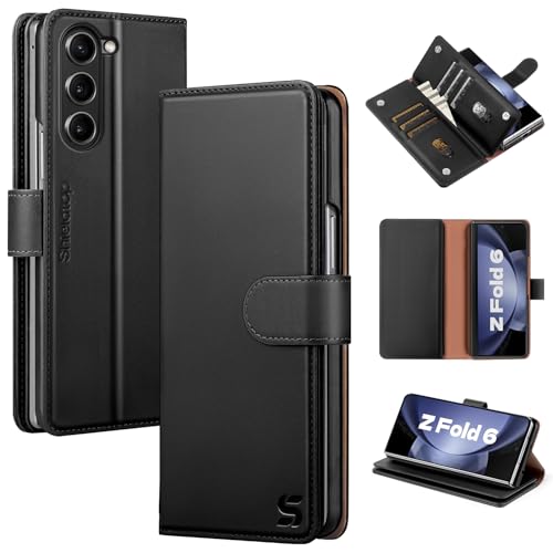 Shieldtop Compatible with Samsung Galaxy Z Fold 6 Wallet Case with Card Holder,Women Man RFID Blocking PU Leather Flip Shockproof Protective Cover Credit Card Holder Slots Kickstand,Black - color: Black, size: Samsung Galaxy Z Fold 6