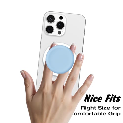 Svanove Silicone Magnetic Phone Grip Compatible with Magsafe Phone Grip Holder, Cute Cell Phones Grips Stand Collapsible Kickstand for iPhone Samsung, Slim Thin Matte Soft Rubber TPU, Light Blue - color: Light Blue, style: Magnetic