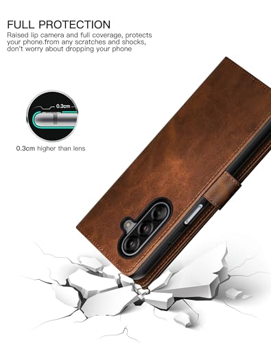 Feitenn for Samsung Galaxy A17 5G (6.7") Case Wallet 2026 with 4 Card Holders Kickstand, PU Flip Leather Magnetic Closure Folio Shockproof Protective Cover, Brown - color: Brown, size: Samsung Galaxy A17 5G