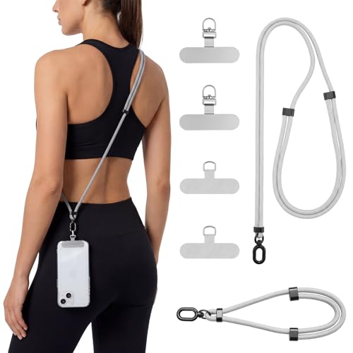 BESARME 2-Pack Phone Lanyard Set, Crossbody & Wrist Straps, Gray - color: Grey