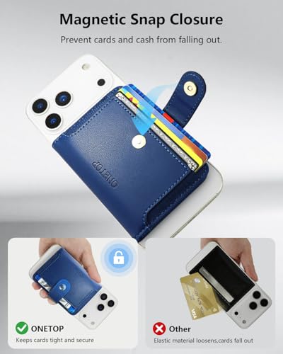 ONETOP for MagSafe Wallet,Magnetic Phone Wallet with 5 Card Slots,Blue | 1-12 Cards/Cash Holder for iPhone 17/16/15/14/13/12 Series,Detachable Wallet Stick-On Back,PU Leather RFID Blocking Kickstand - color: Blue