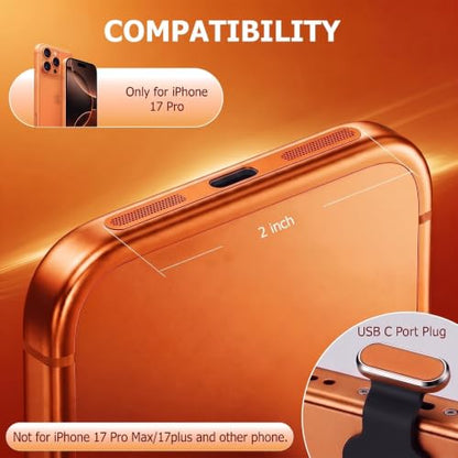 30Pcs Metal USB C Dust Plug with Speaker Dust Cover iPhone 17 Pro Orange - size: for 17 Pro Orange