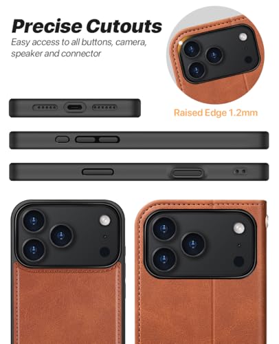 OCASE for iPhone 17 Pro Max Detachable Wallet Case with Card Holder, 2 in 1 PU Leather Flip Folio with RFID Blocking Stand Wrist Strap Shockproof Phone Cover 6.9 Inch 2025, Brown - color: Brown, size: iPhone 17 Pro Max