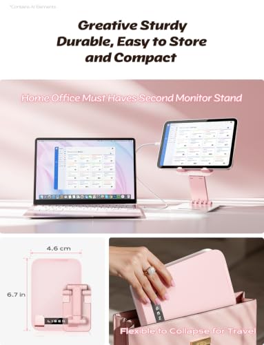 LISEN for iPad Stand Adjustable Tablet Holder Desk, iPad Accessories Pink - color: Pink