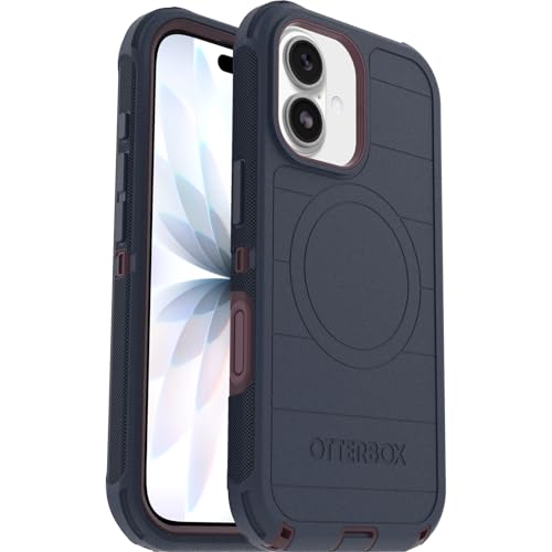 OtterBox iPhone 17 (Only) - Defender Series Case - Indigo Tulip (Blue & Purple) - Snaps on MagSafe - Tough - Rugged & Durable - color: Indigo Tulip (Blue & Purple), style: iPhone 17