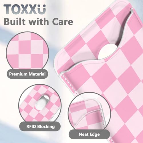 Checkered Magnetic Wallet for Magsafe Compatible with iPhone 17/16/15/14/13/12 Series Pro Max Plus Air (Phone Magnet Card Holder Fit 3 Cards for Women Girl Lether Mag Safe Wallets Pink) - color: Checkered (Pink)