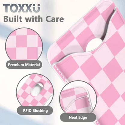 Checkered Magnetic Wallet for Magsafe Compatible with iPhone 17/16/15/14/13/12 Series Pro Max Plus Air (Phone Magnet Card Holder Fit 3 Cards for Women Girl Lether Mag Safe Wallets Pink) - color: Checkered (Pink)