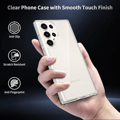 for Samsung Galaxy S23 Ultra Case Clear, 6.8 Inches Heavy Duty Protection Wireless Charging Compatible Lightweight Shockproof Anti-Slip Transparent Protective Phone Cover - color: Clear