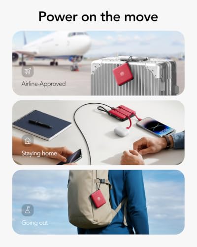 VRURC 10000mAh Portable Charger Power Bank Built-in Cables - color: Red
