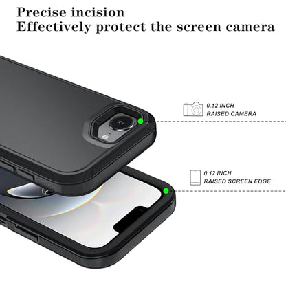Phone Case for iPhone 16e Case & iPhone 17e Case with HD Screen Protector, Heavy Duty Shockproof & DustProof & 3-Layer Cover Phone Case for iPhone 16e/17e, Black - color: Black