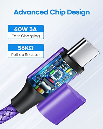 etguuds USB C to USB C Cable 1ft, 2-Pack 60W C to C Cable Fast Charging - color: Purple, size: 1ft