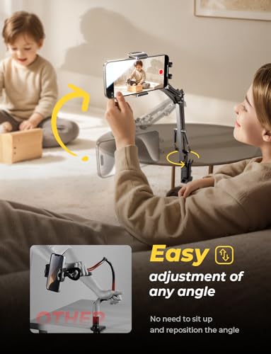 LISEN Cell Phone Holder for Bed Desk, Overhead Phone Mount iPhone Recording