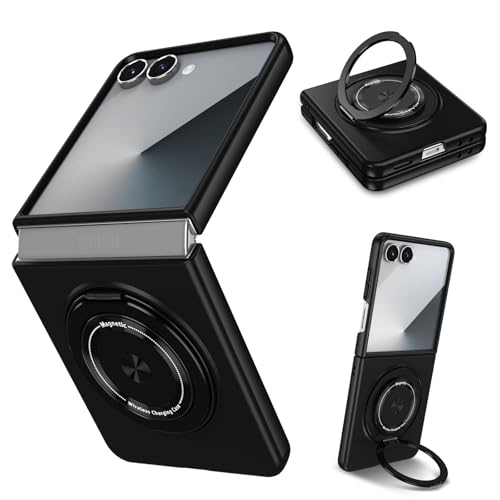 Magnetic Case for Samsung Galaxy Z Flip 7, [Compatible with MagSafe] Military Grade Shockproof Slim fit Samsung Z Flip 7 Phone Case with Magnetic Ring Kickstand, Black - color: Black, size: Samsung Galaxy Z Flip 7