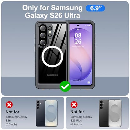 ANTSHARE IP68 Waterproof Case for Samsung Galaxy S26 Ultra, Black/Clear - color: Black/Clear, size: S26 Ultra