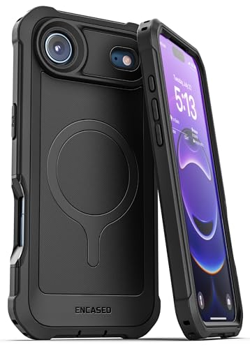 ENCASED for iPhone Air Case with Built-in Screen Protector, Compatible with MagSafe - Military Grade Protection with 360 Rugged Full-Body Coverage (Black) - size: iPhone Air