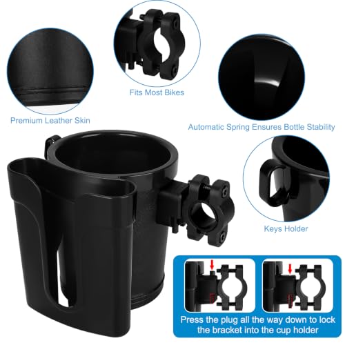 Accmor 3-in-1 Bike Cup Holder with Cell Phone Keys Holder, Bike Water Bottle Holders, Universal Bar Drink Cup Can Holder for Bicycles, Motorcycles, Scooters - color: Black-New Style