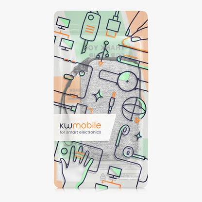 kwmobile Universal Phone Pouch Size L - 6.5" - Neoprene Smartphone Pouch with Zip - Water-Repellent Mobile Phone Case - Sleeve in Light Grey Matte/White - color: light grey matte / white, size: L - 6.5"