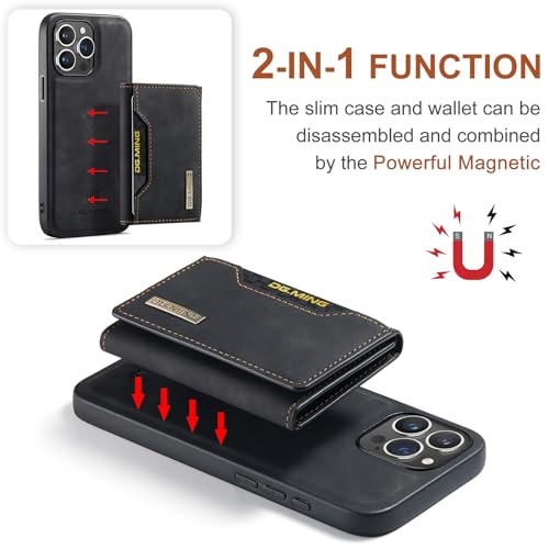 Leather Wallet Phone Cases Compatible with iPhone 15 Pro Max Case with Card Holder Men 6.7'' 2 in 1 Detachable Back Cover (Black, IP 15 Pro Max) - color: Black, size: IP 15 Pro Max