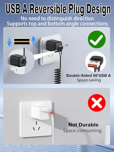 YACSEJAO 66W Spiral Multi Charging Cable, Type A to Micro+2 Type C