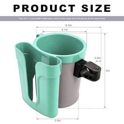 Bike Cup Holder, Bicycle Handlebar Water Bottle Holders with Cell Phone Keys Holder, Universal Drink Bottle Cage for Bike Motorcycle Scooter Stroller Walker Wheelchair (Green & Gray) - color: Green & Gray