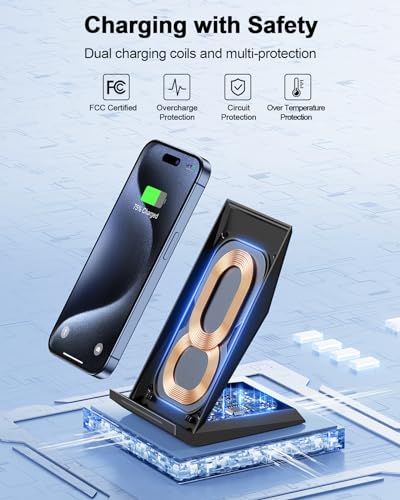 Fast Wireless Charger, [2 Pack] NANAMI Wireless Charging Stand Compatible with iPhone 18 Pro/18 Pro Max/17/17 Air/17 Pro/16/15/14, Desktop Nightstand Phone Charger Dock for Galaxy S26/S26+/S25/S24/S23 - color: Black/Black