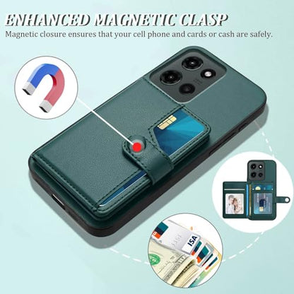 for Moto G Power 5G 2025 RFID Blocking Wallet Case, Green | PU leather, TPU interior, 5 card slots, cash/photo pocket, magnetic clasp, kickstand, 2-layer shockproof, scratch resistant - color: Green